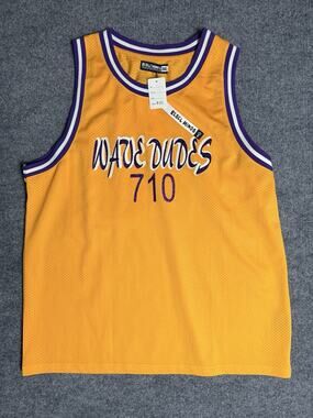 Rebel Minds Wave Dudes 710 Basketball Jersey Mens 3XL Yellow Purple Mesh NWT